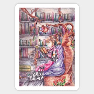 Aesthetic Library and Books For Bookworm Sticker